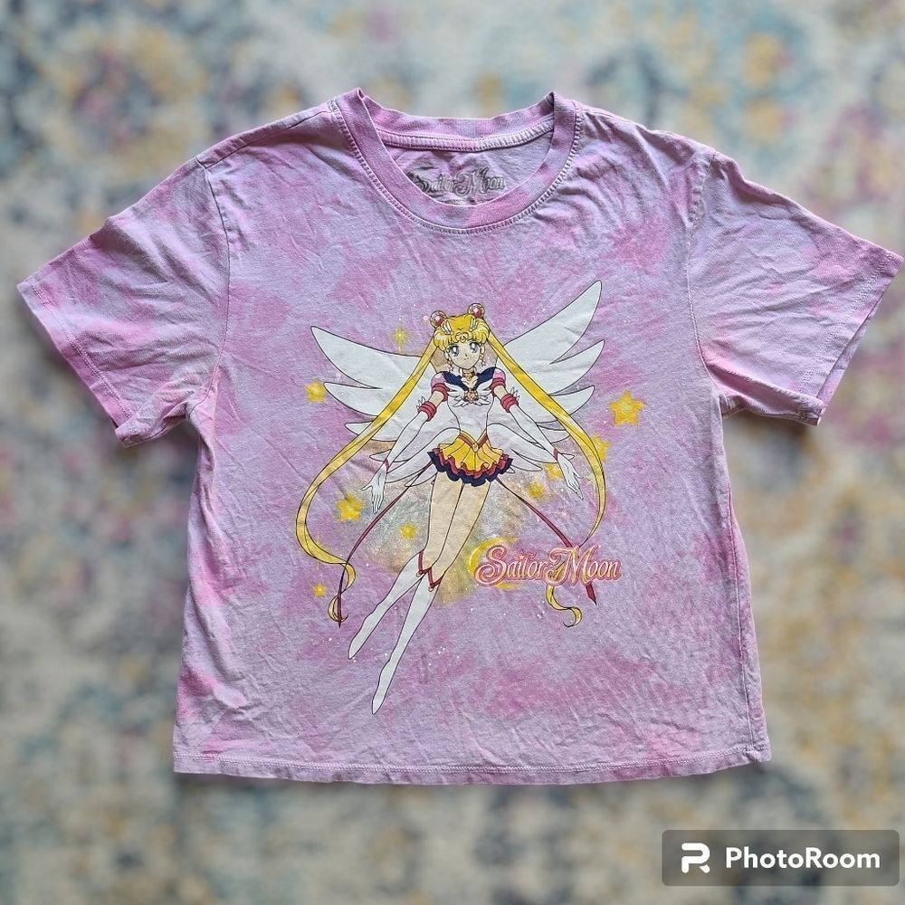 Sailormoon tie dye cropped shirt
